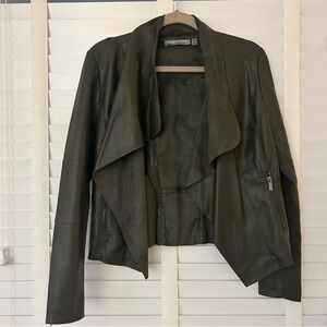 Bagatelle Faux Leather Jacket Olive Green Small